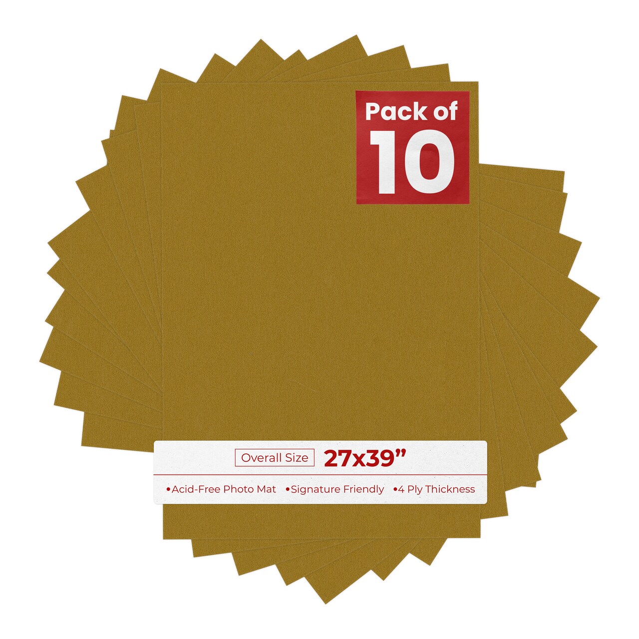 Metallic Gold 27x39 Uncut Mat Board - Blank Sheets, No Opening